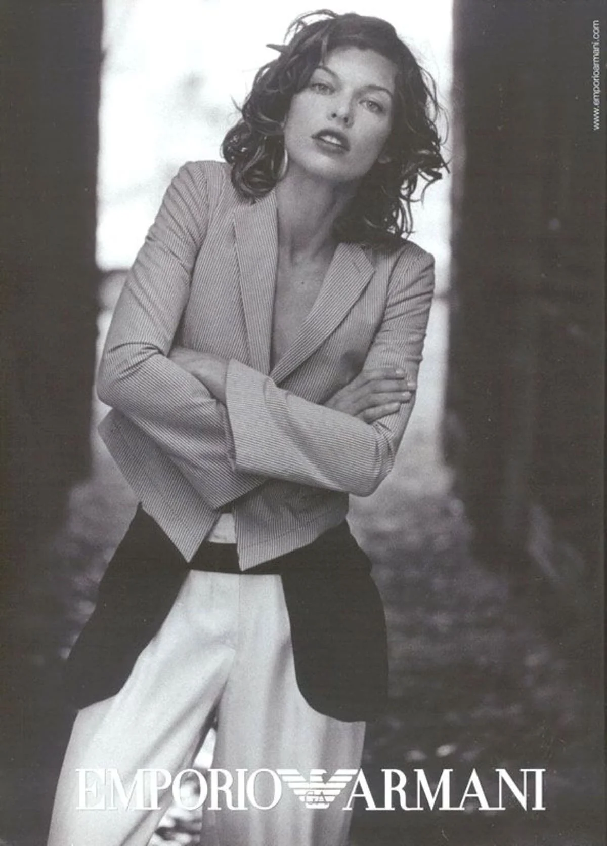 Old Armani Advert featuring a model wearing Emporio Armani in black and white